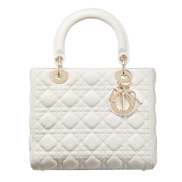 Lady Dior White Lambskin Bag