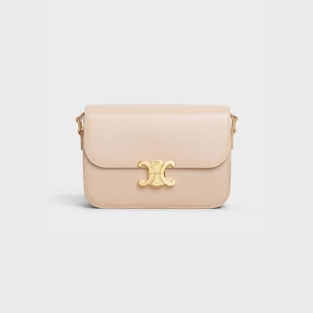 CELINE MEDIUM TRIOMPHE BAG IN SHINY CALFSKIN BEIGE