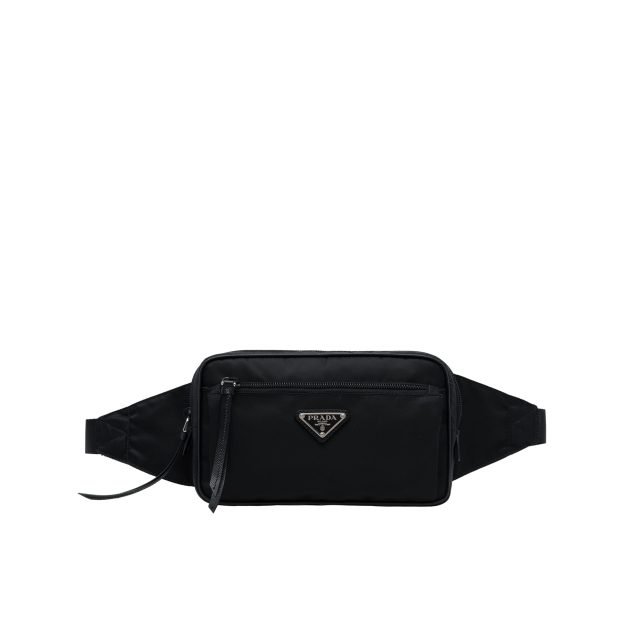 Prada Nylon and leather belt bag Black