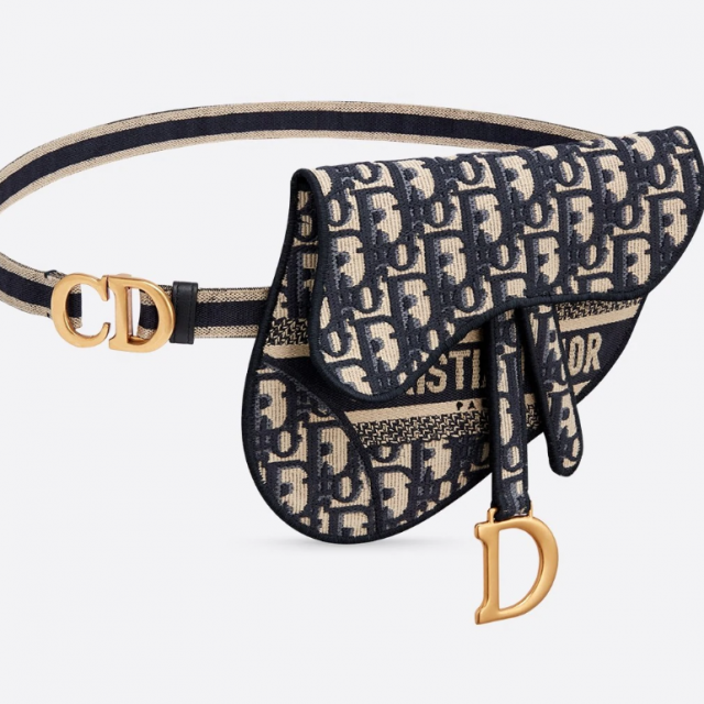 DIOR OBLIQUE  BLUE SADDLE POUCH BELT